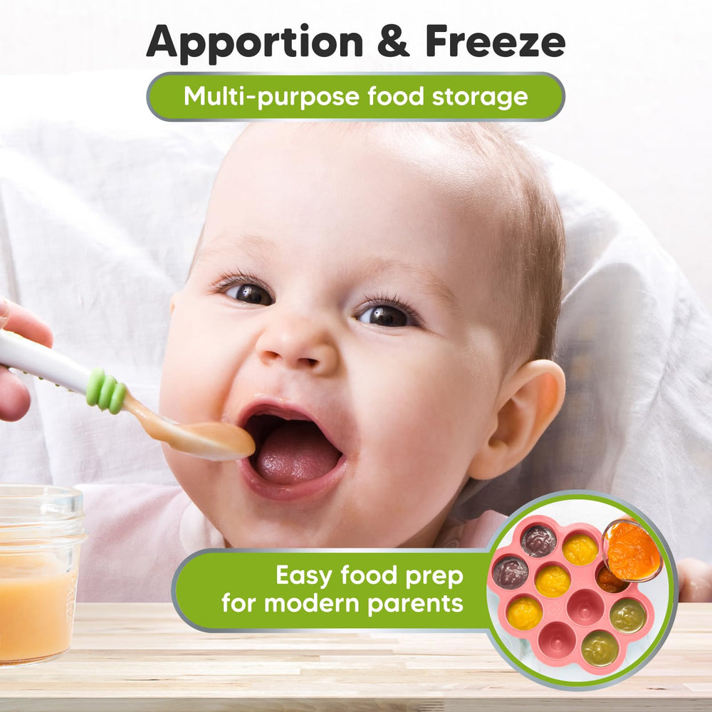 KeaBabies stackable trays save freezer space and simplify prep.