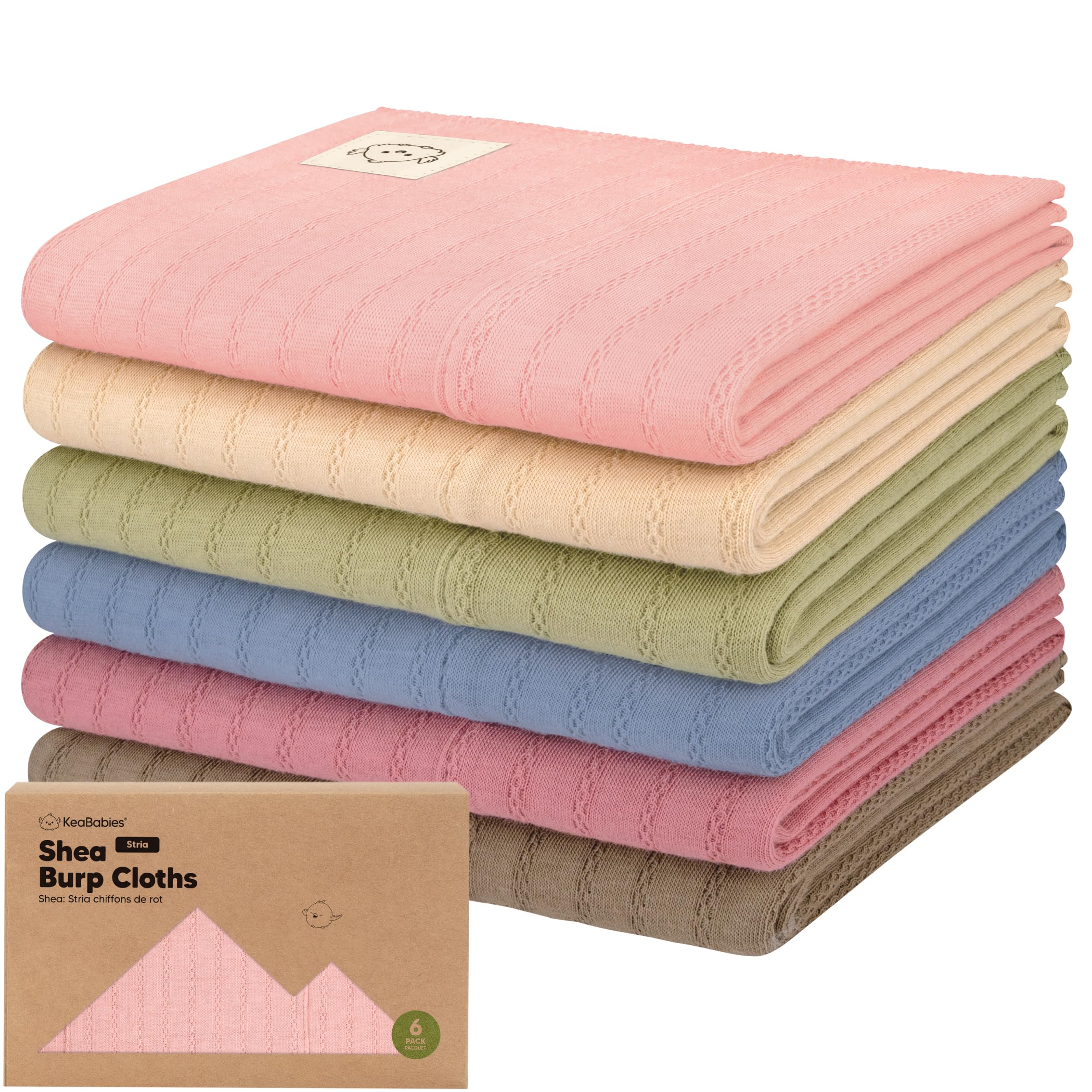 KeaBabies Stria burp cloth close-up showing absorbent, plush texture for mess control
