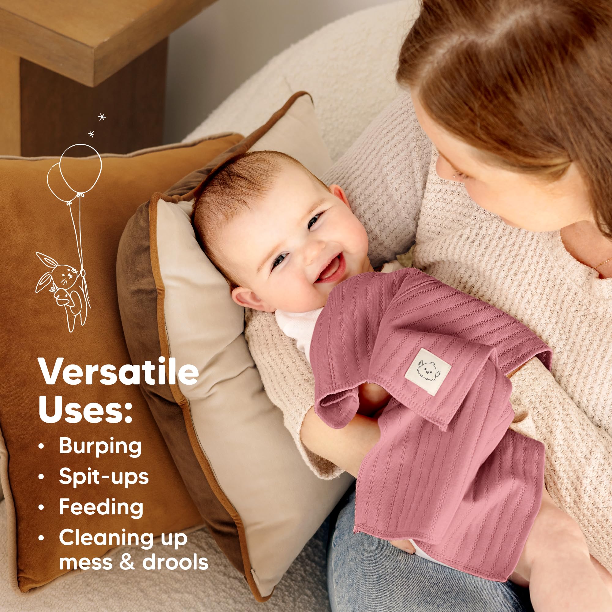 KeaBabies Stria burp cloth durable quality withstands repeated washes