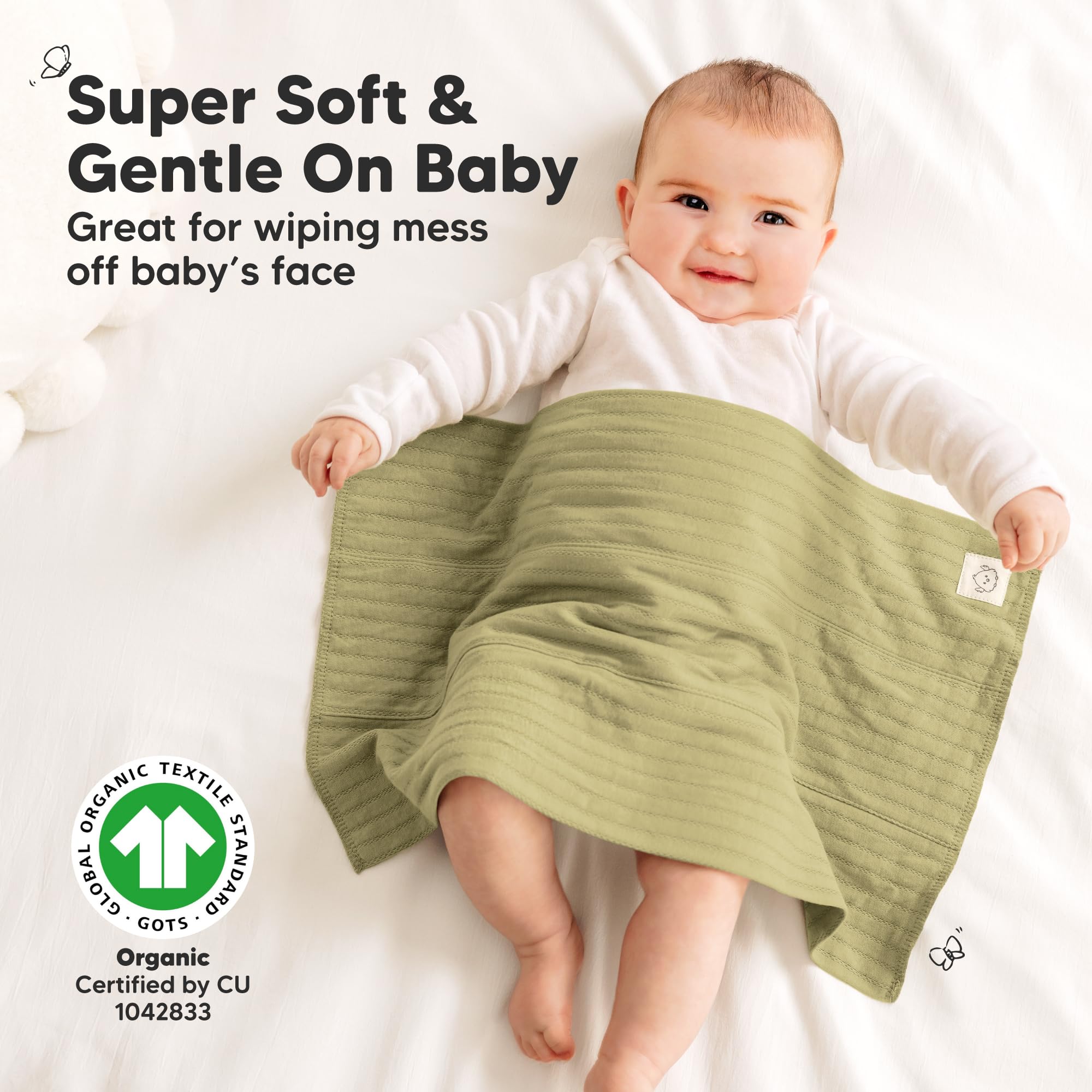 KeaBabies Stria burp cloth soft cotton close-up emphasizes plush feel