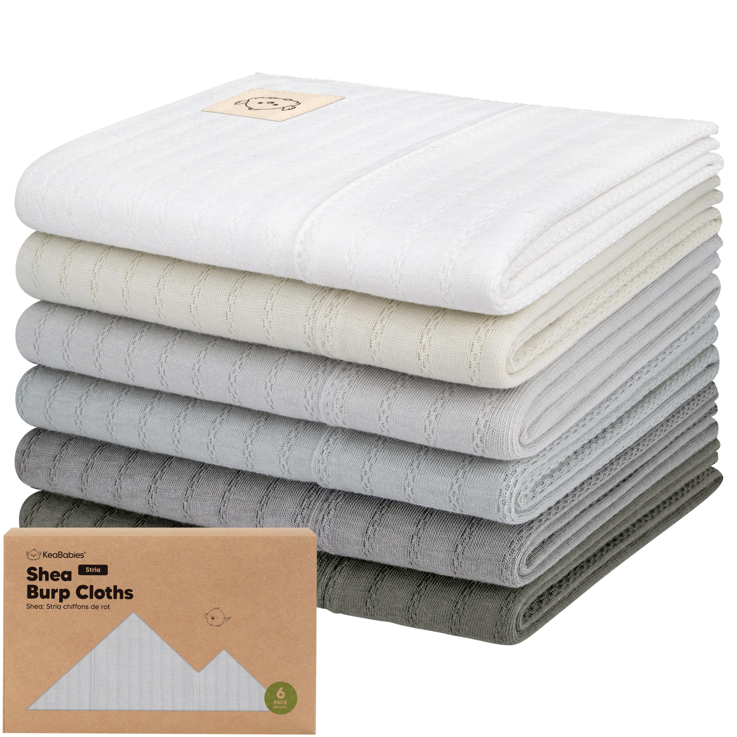 KeaBabies Stria burp cloth with soft texture for gentle skin contact