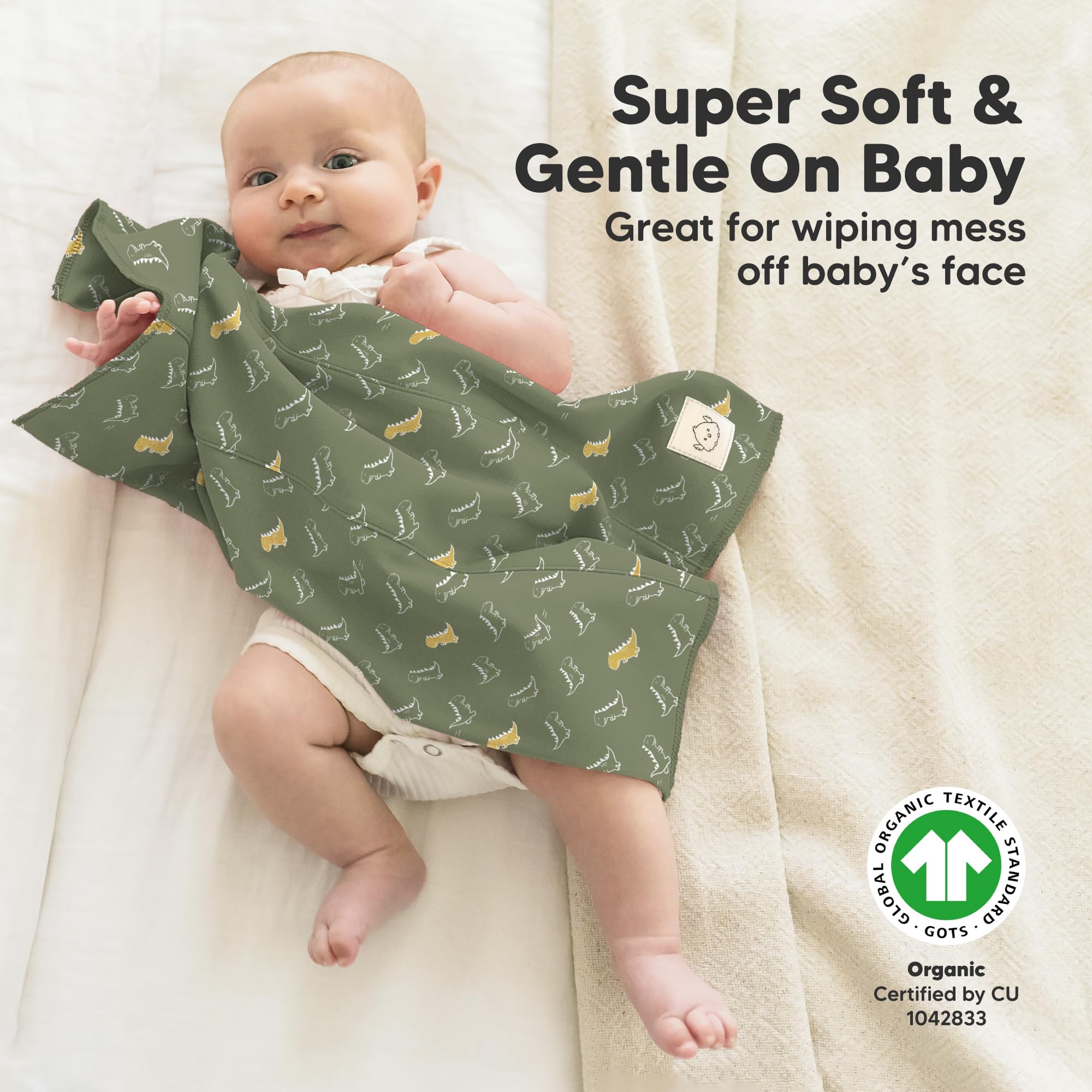 KeaBabies super absorbent burp cloths catching spit-ups during feeds.