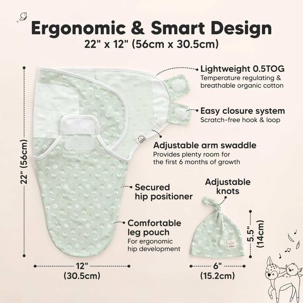 KeaBabies swaddle hats set close-up highlighting matching beanies for newborn outfits.