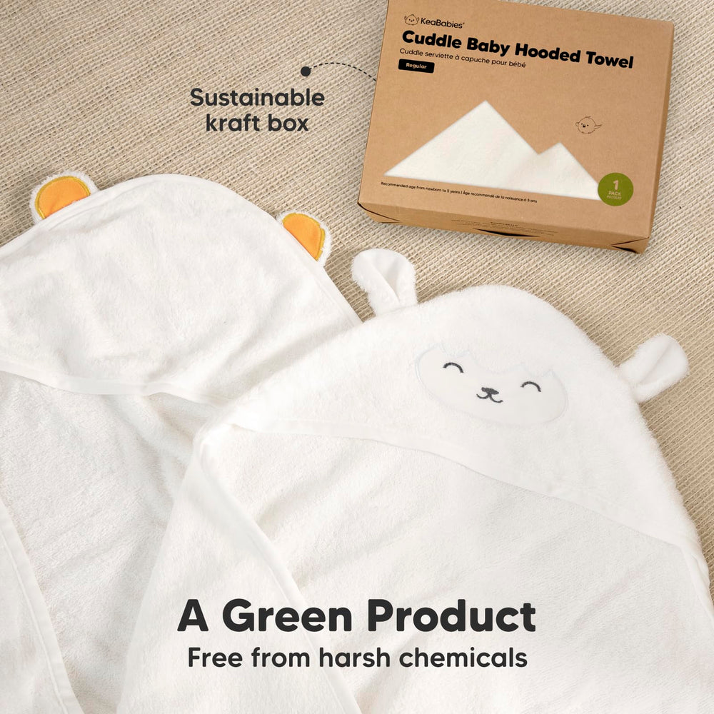 KeaBabies toddler-friendly hooded towel that grows with your child