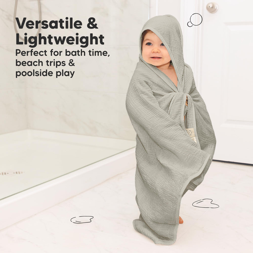 KeaBabies toddler hooded towel Lyra muslin, versatile bath and beach use