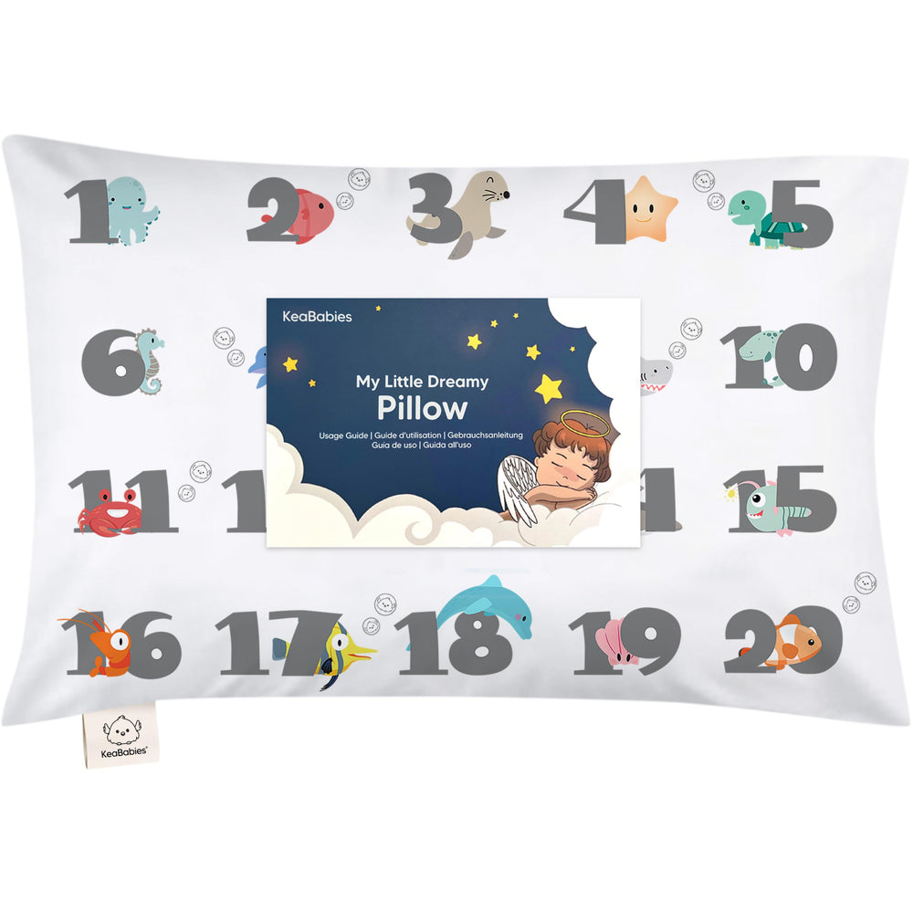 KeaBabies 13x18 toddler pillow for travel and home use, compact and cozy.