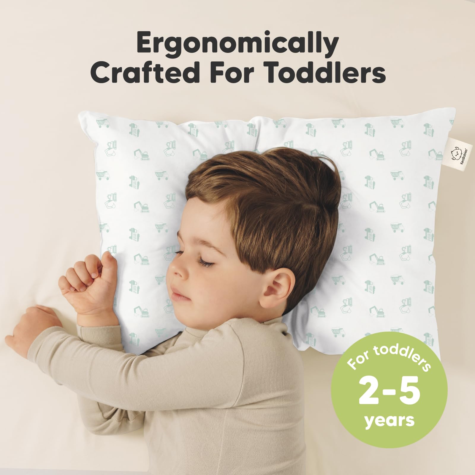 KeaBabies 13x18 soft organic cotton pillow with gentle neck support.