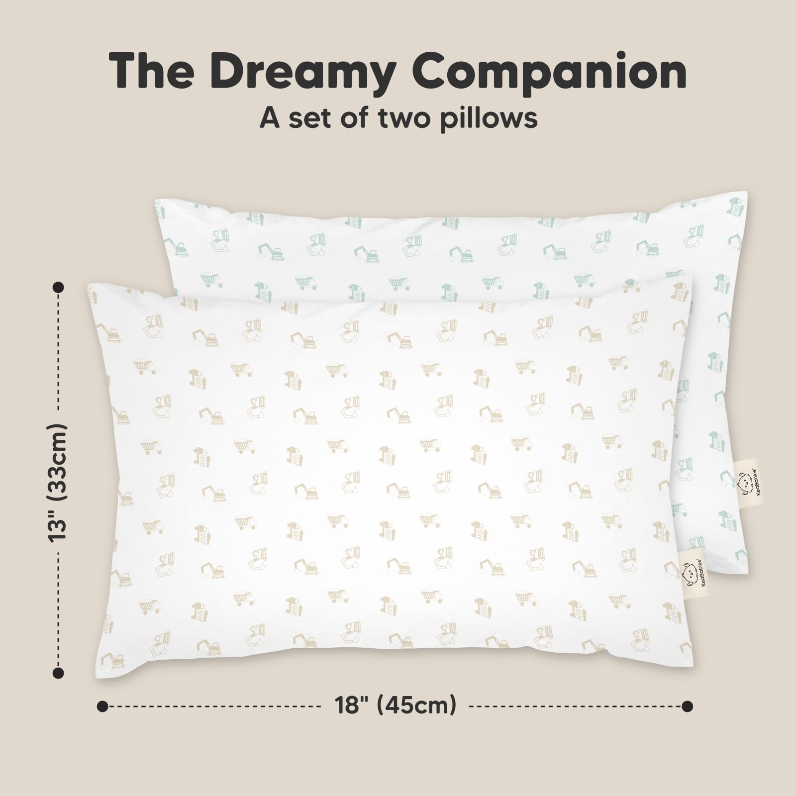 KeaBabies travel-friendly toddler pillow design for on-the-go use.