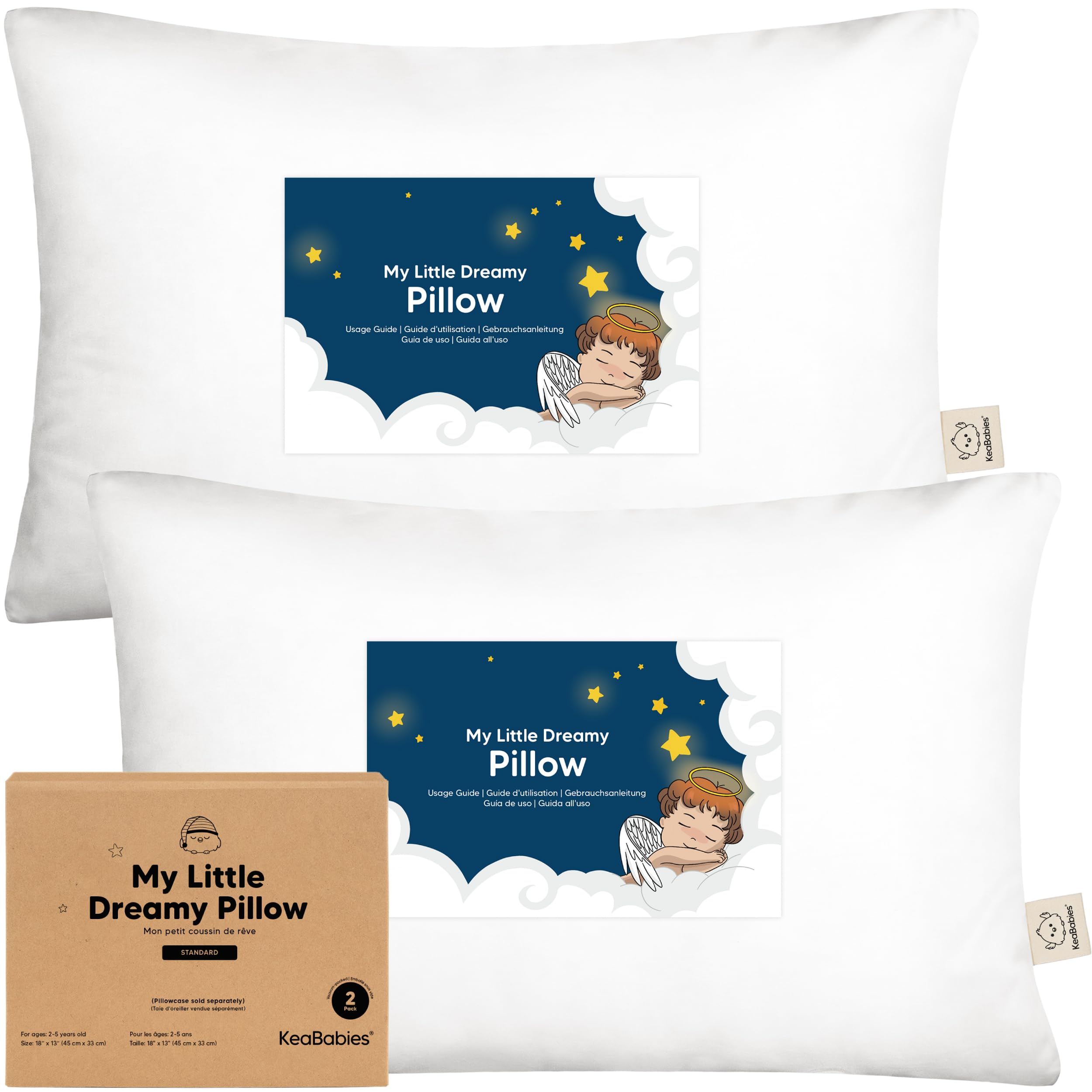 KeaBabies toddler pillow 13x18 for travel-ready comfort and kid-friendly support