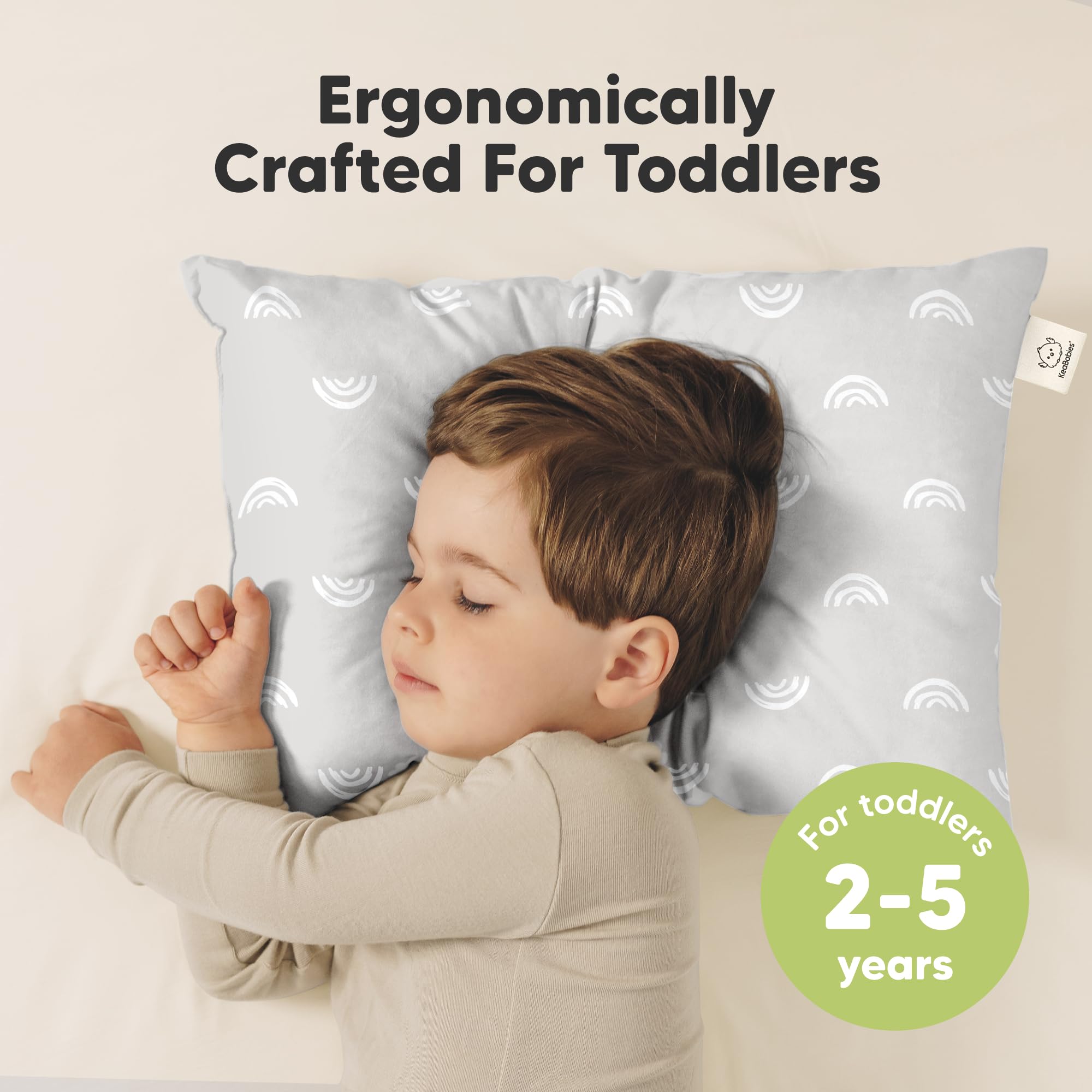 KeaBabies toddler pillow side-by-side twin-pack ideal for sleepovers and trips.