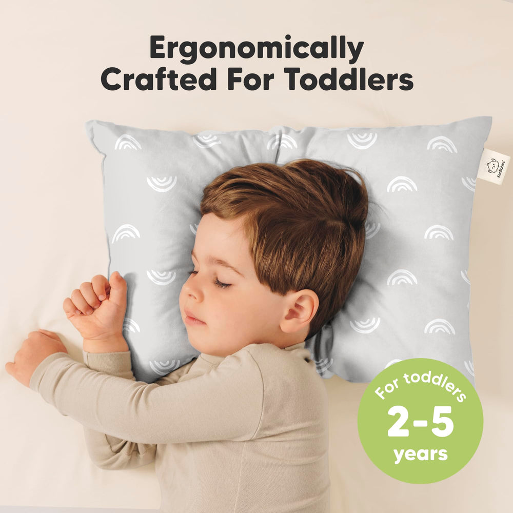 KeaBabies toddler pillow side-by-side twin-pack ideal for sleepovers and trips.