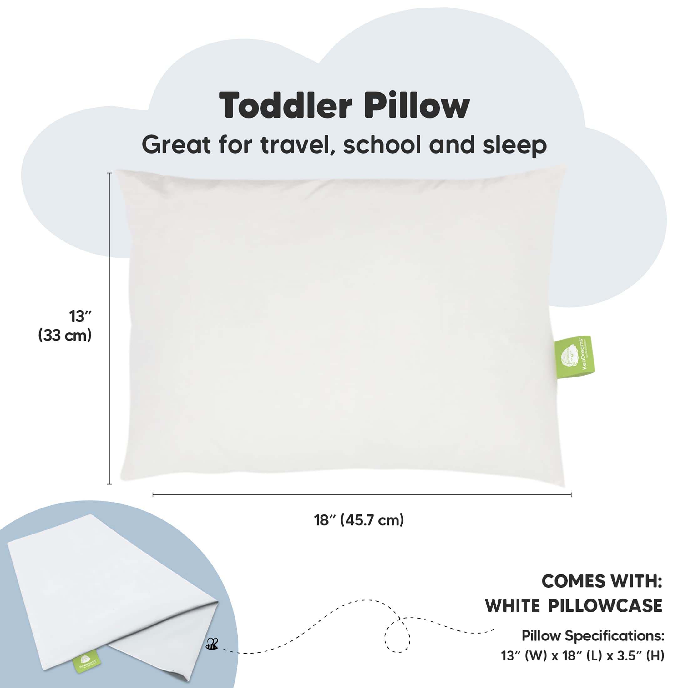 KeaBabies toddler pillow closeup reveals breathable fabric for comfortable rest