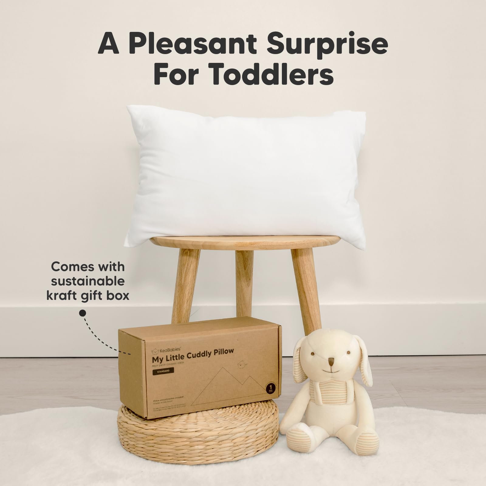 KeaBabies My Little Cuddly Toddler Pillow compact travel companion for car journeys.