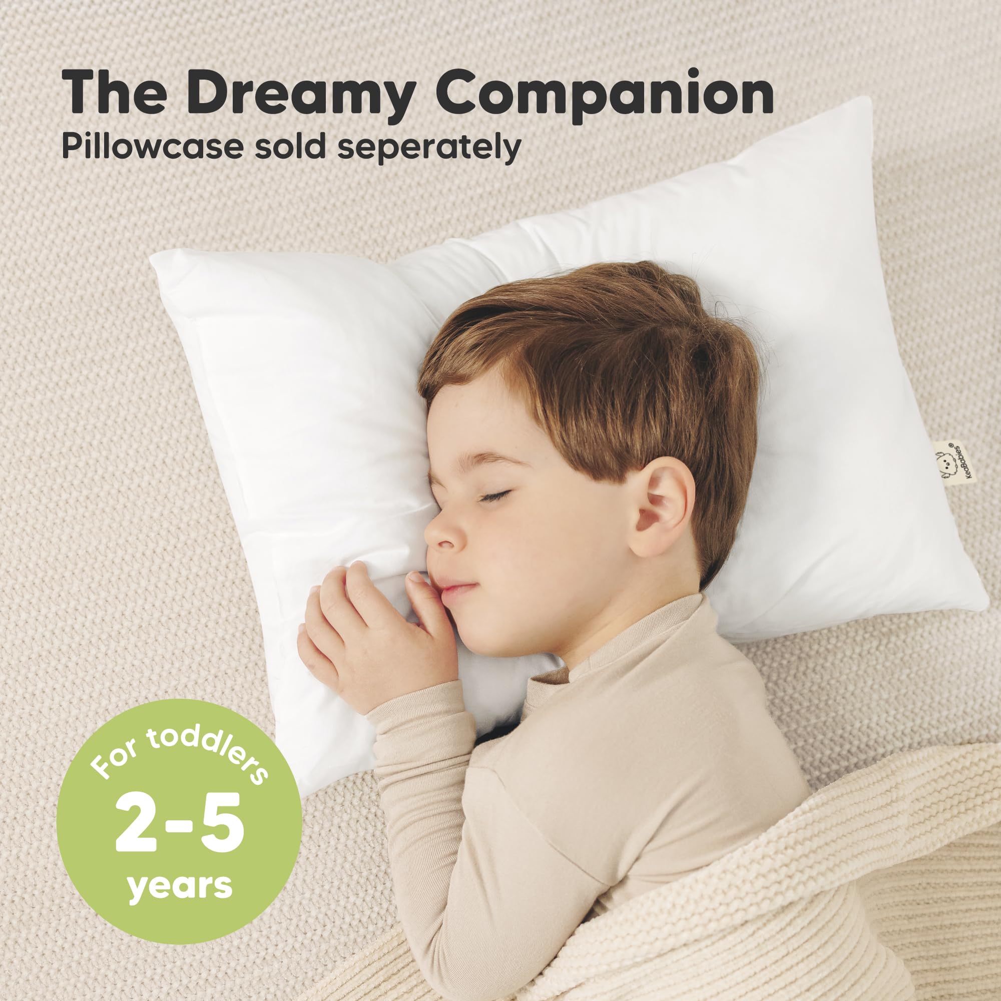KeaBabies ergonomic toddler pillow promotes relaxed spine alignment during naps