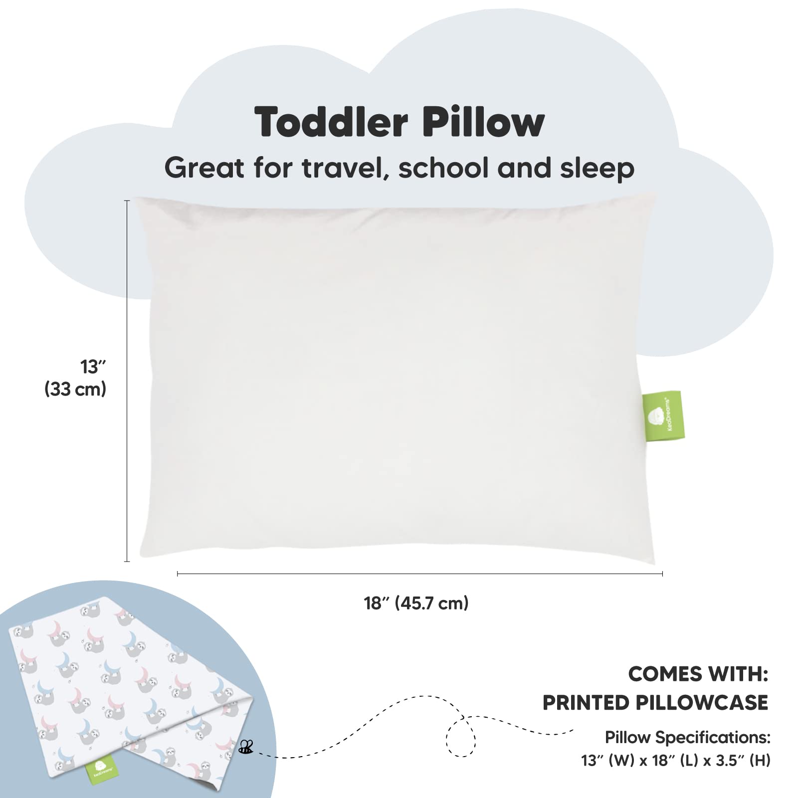 KeaBabies toddler pillow ergonomic support highlights neck alignment during sleep.