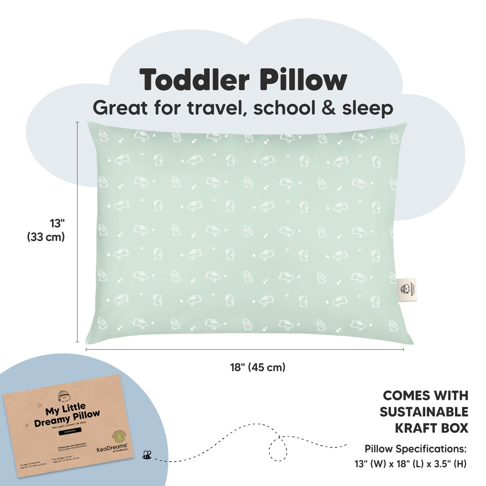 Close-up of KeaBabies pillow fluff and breathable cotton shell
