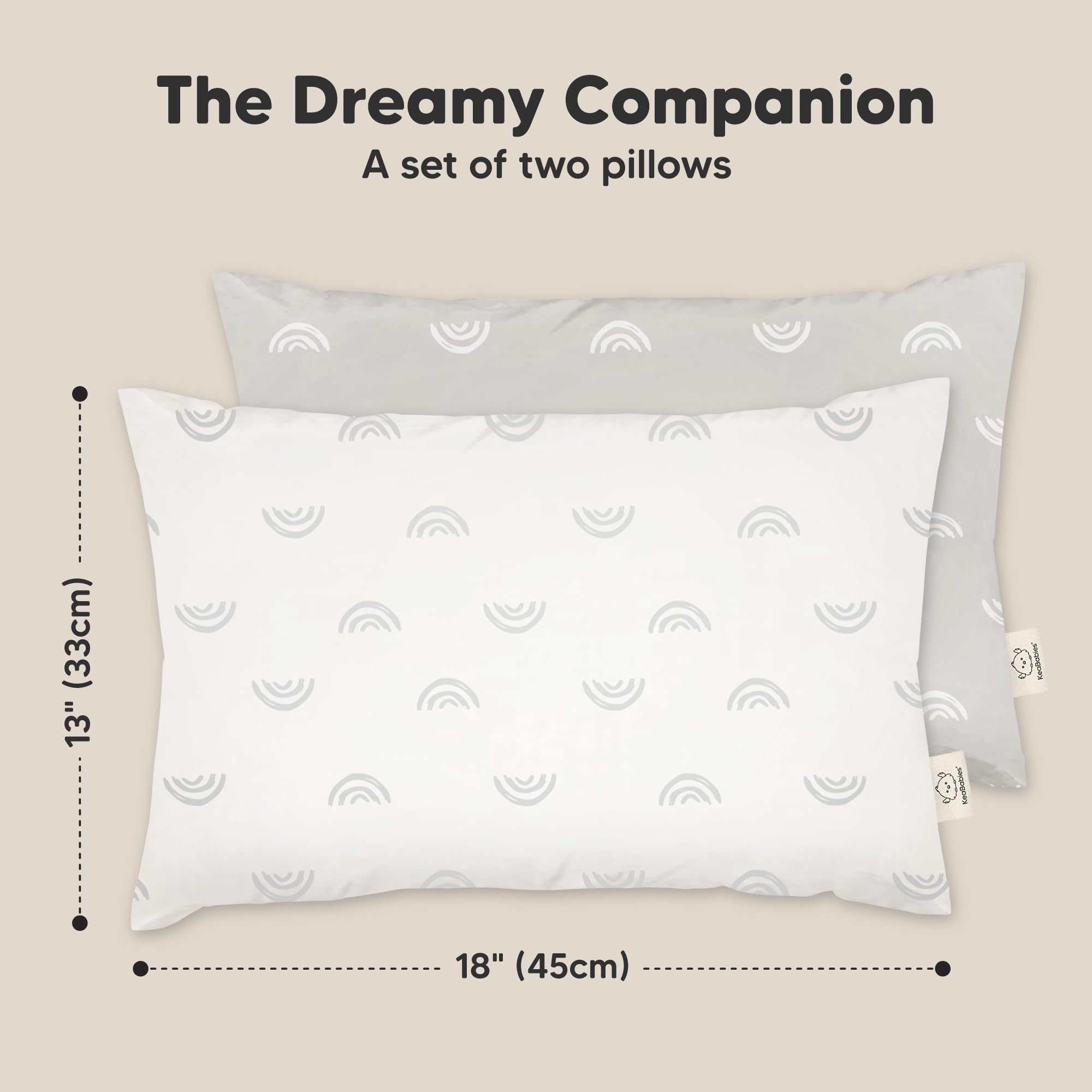 KeaBabies toddler pillow vacuum-sealed flat with quick fluff restoration.