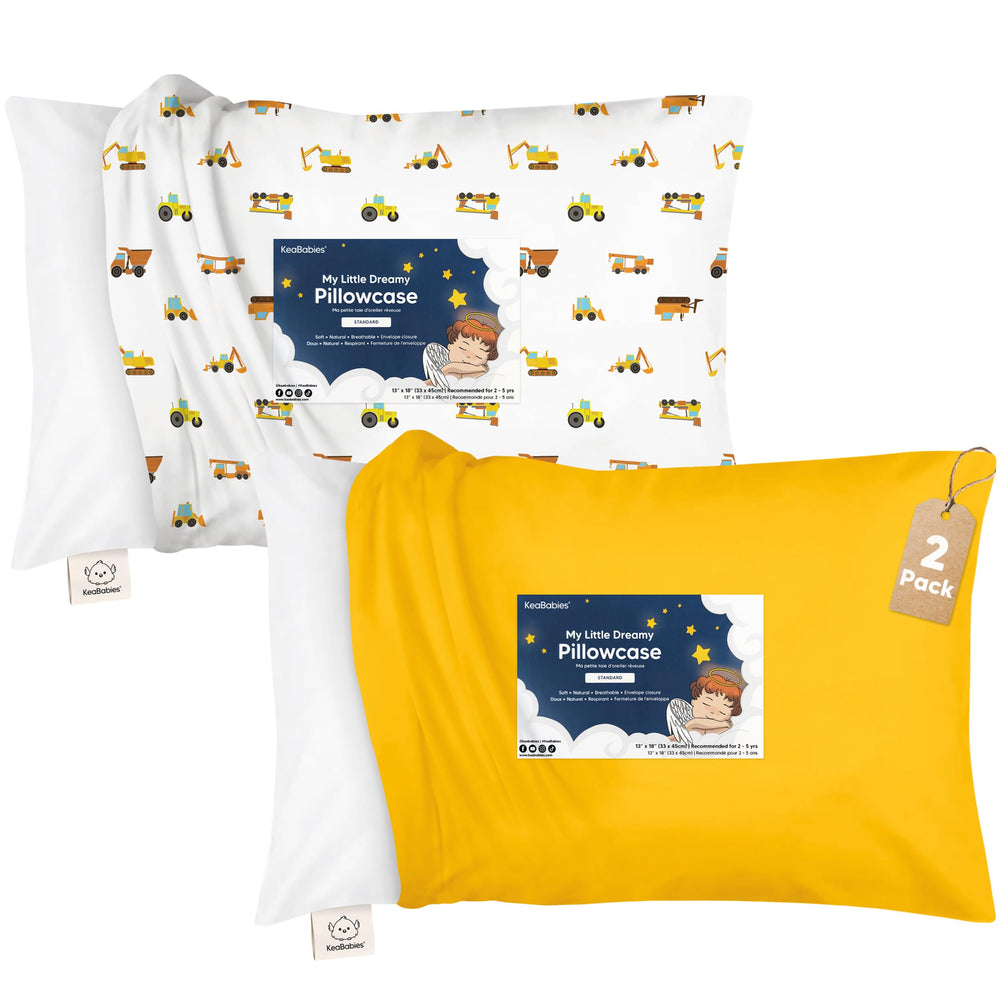 KeaBabies Toddler Pillowcase 13x18 two-pack in soft cotton for sensitive skin