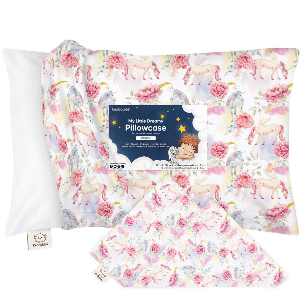 KeaBabies toddler pillowcase 13x18 in soft cotton for gentle, breathable comfort.