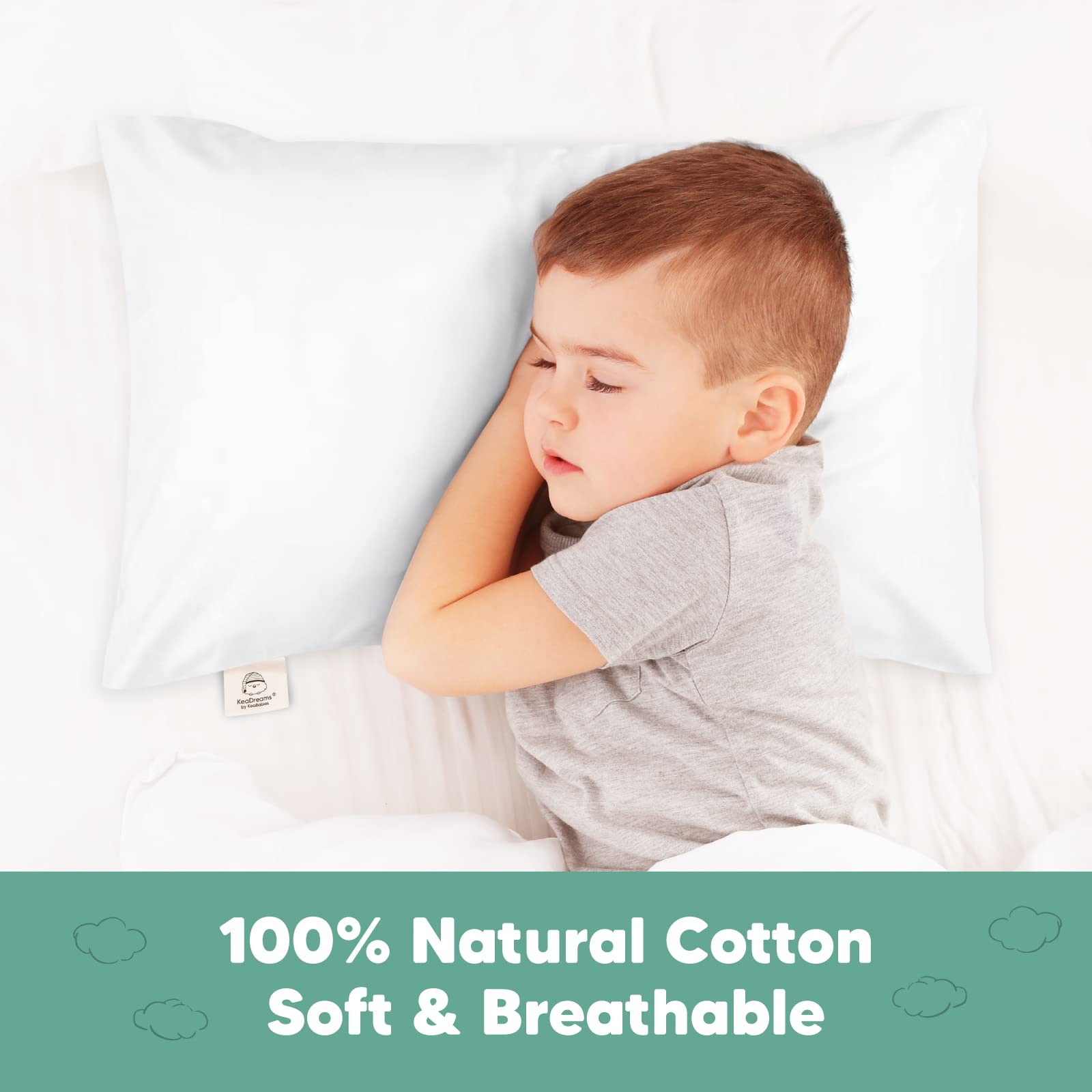 KeaBabies toddler pillowcase durable cotton emphasizes long-lasting softness for everyday use.