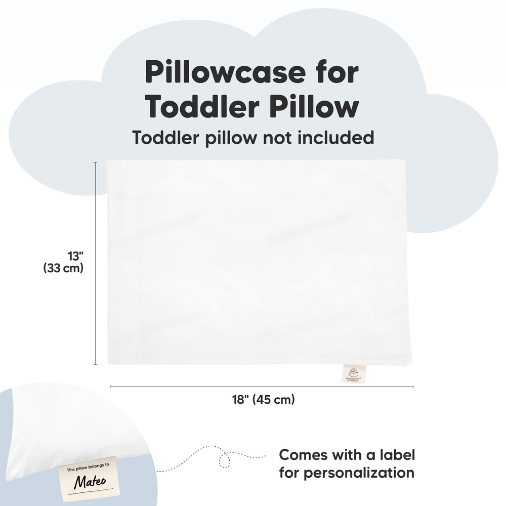 KeaBabies toddler pillowcase envelope closure demonstrates secure fit for mini pillows during naps.