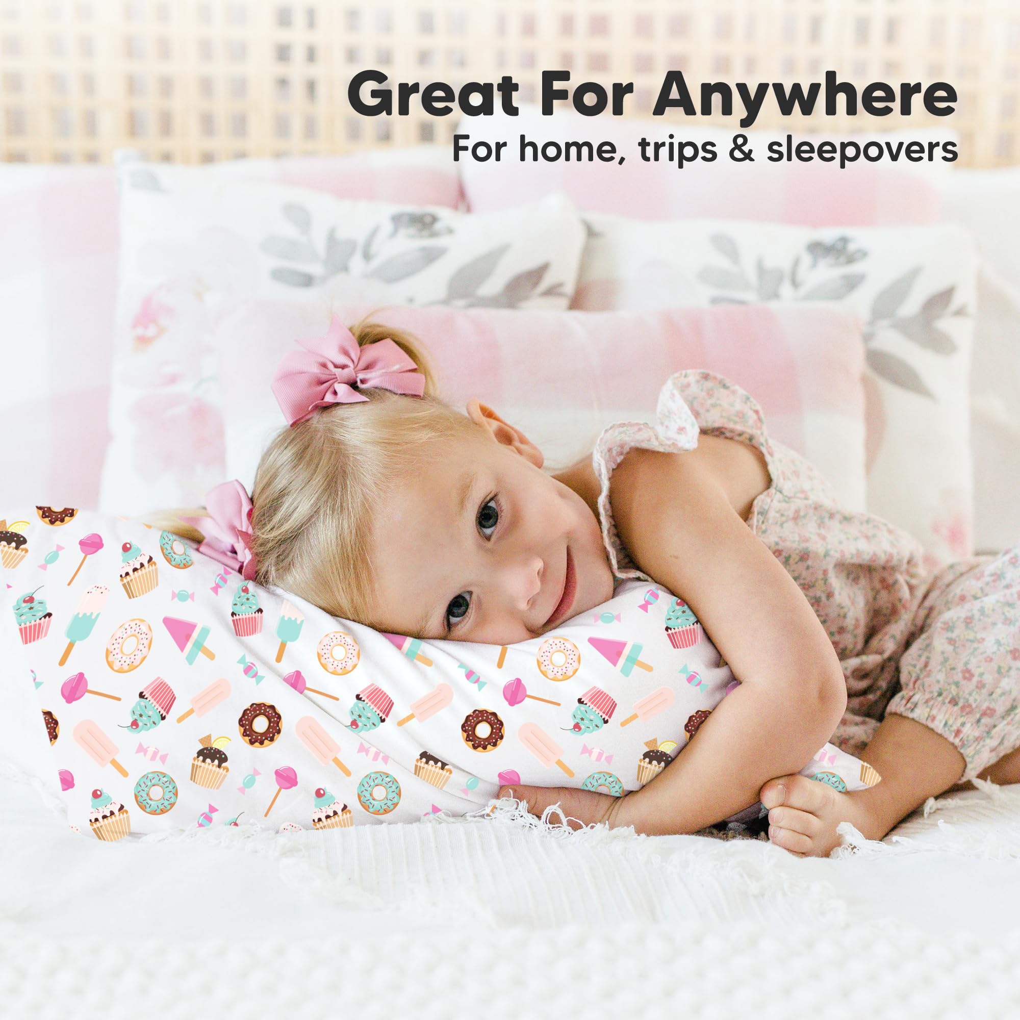 Pillowcase with a name tag simplifies identifying belongings for home or travel.