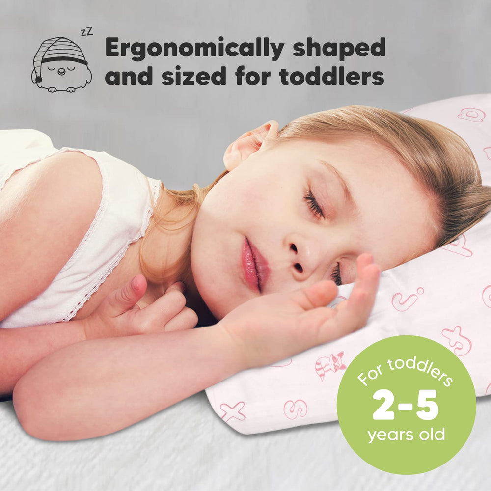 KeaBabies ABC Land Rose pillowcase made of organic cotton for breathable toddler comfort.