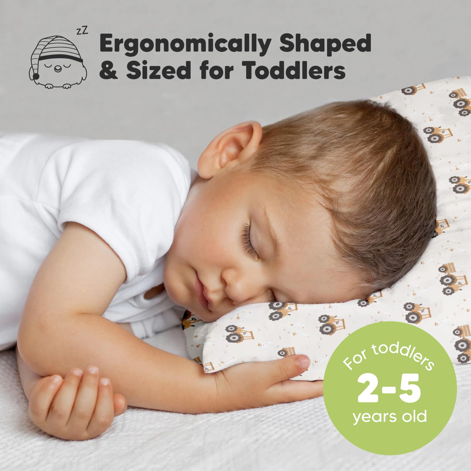 KeaBabies pillowcase with tractor print adds playful design while keeping pillow clean in machine wash