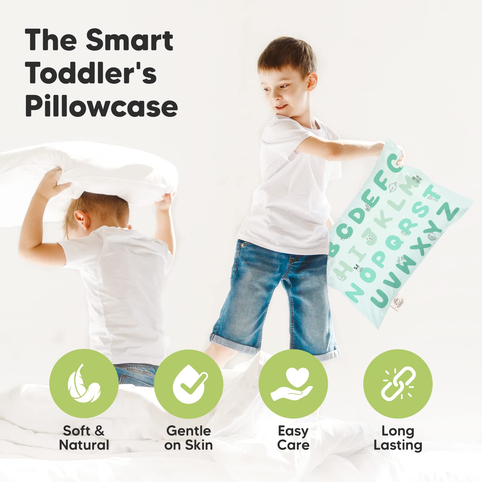 KeaBabies mint pillowcase is travel-ready and easy to care for.