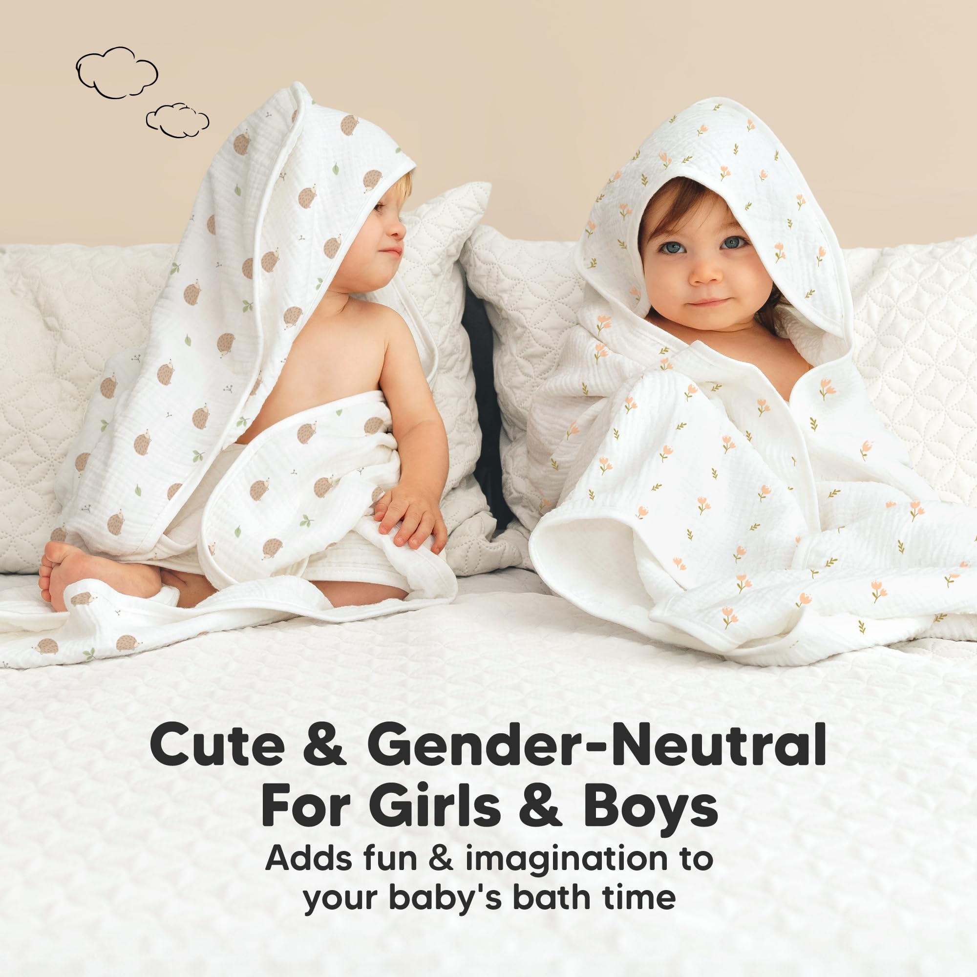 KeaBabies tulips pattern close-up: soft fabric texture and premium stitching details.