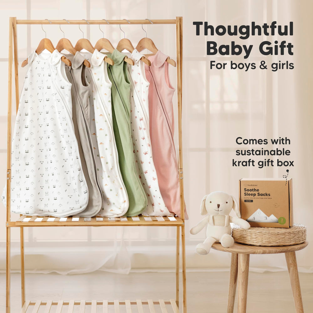 KeaBabies Transitional swaddle design supports gentle sleep training.