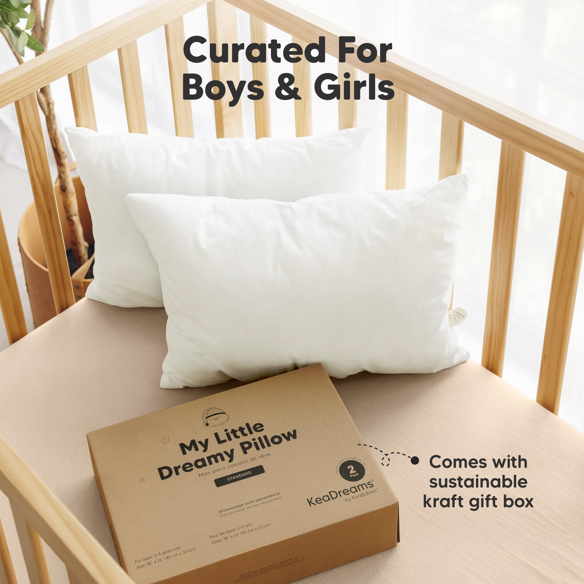 KeaBabies toddler pillow in soft white for cozy bedtime routines