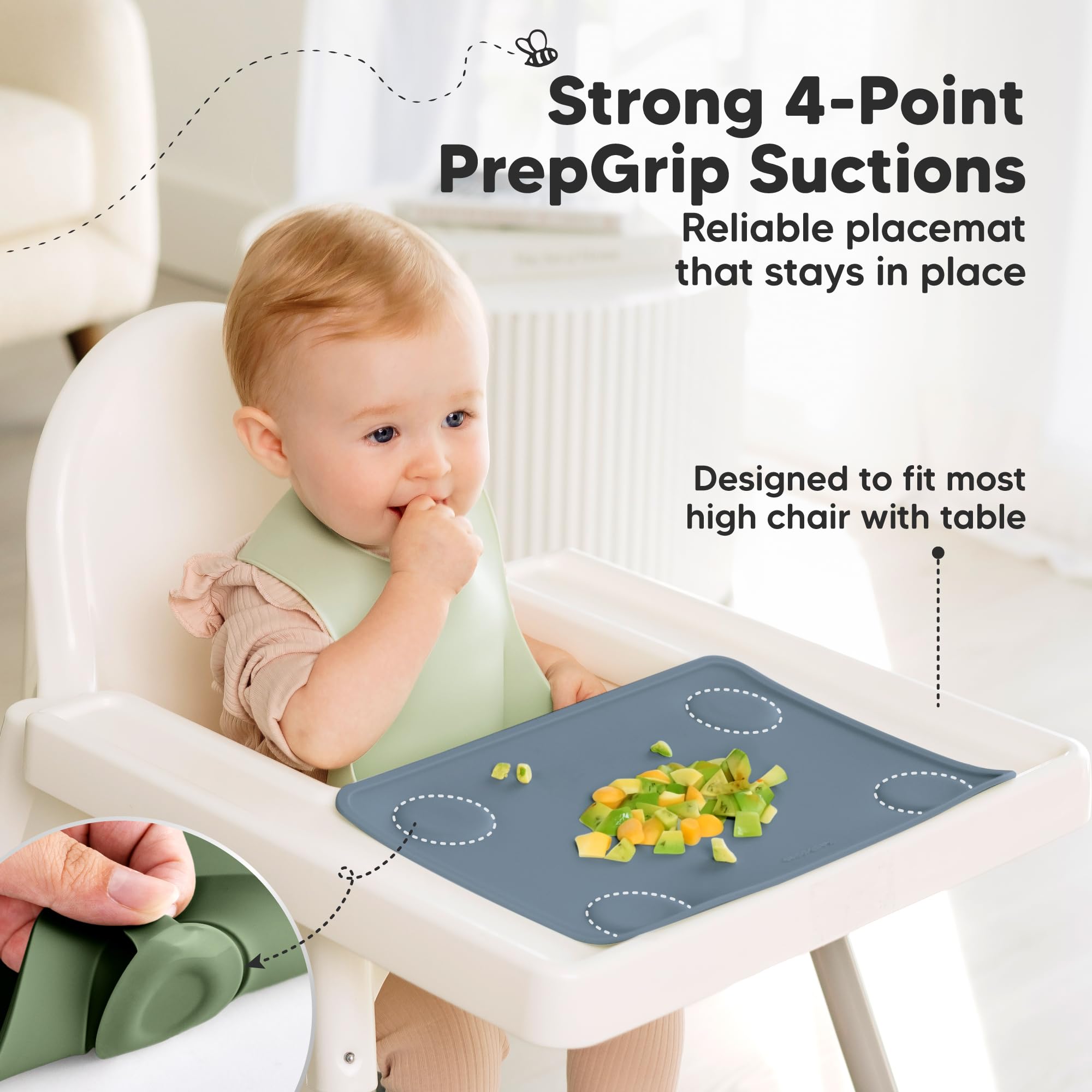 KeaBabies travel-friendly placemats fit in bags for dining on the go.