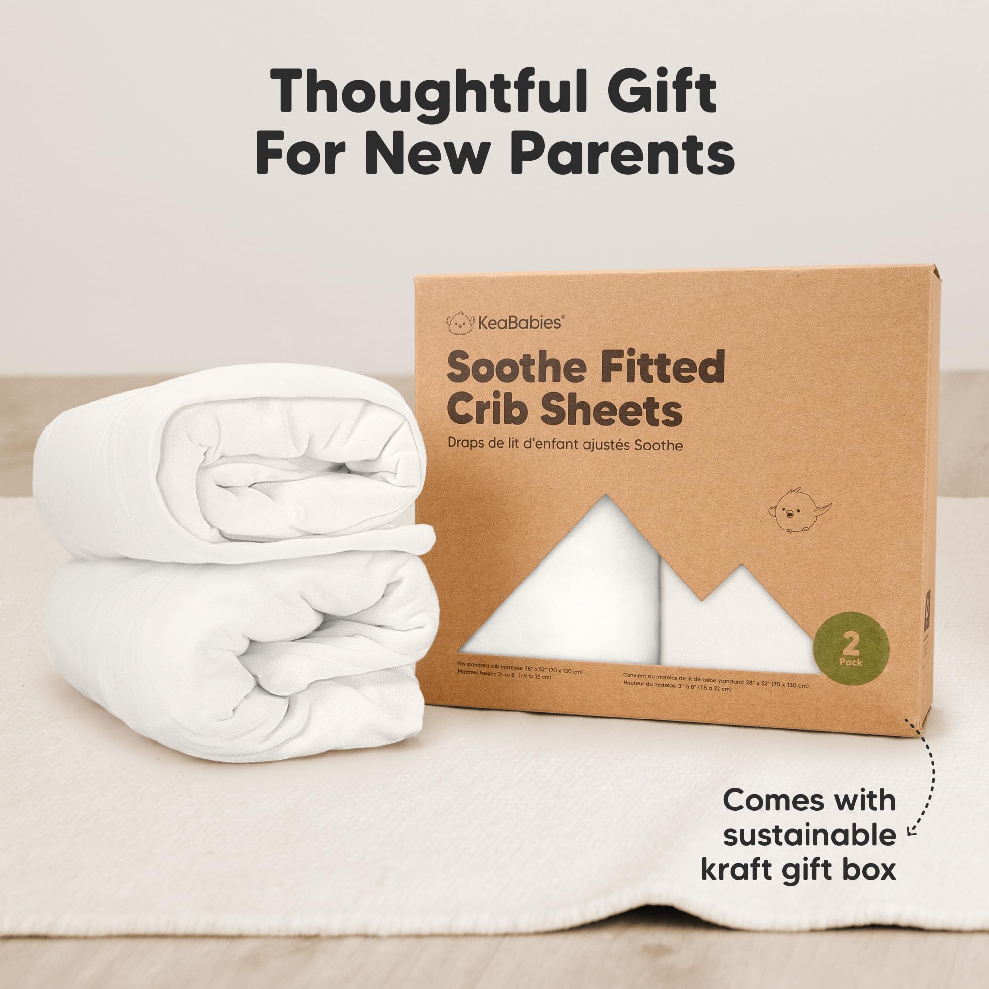 KeaBabies two-pack crib sheet reduces midweek laundry pressure.