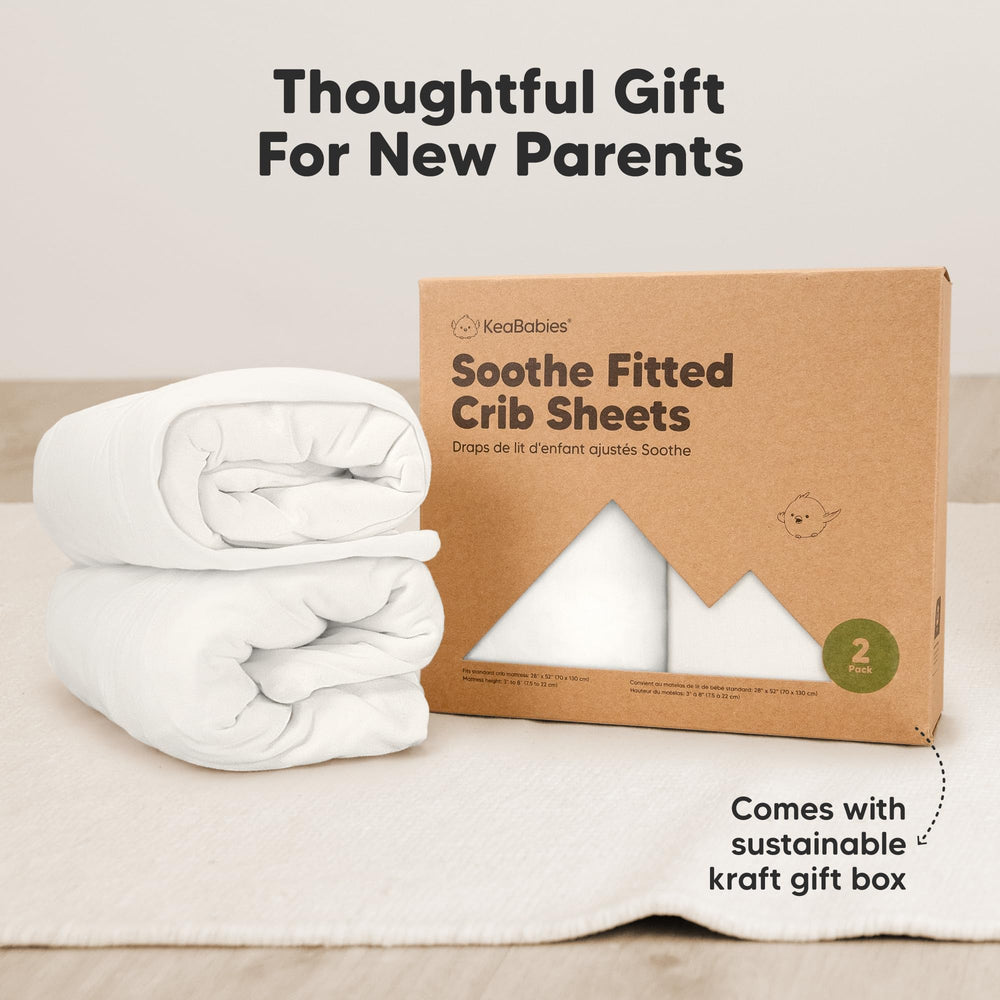 KeaBabies two-pack crib sheet reduces midweek laundry pressure.