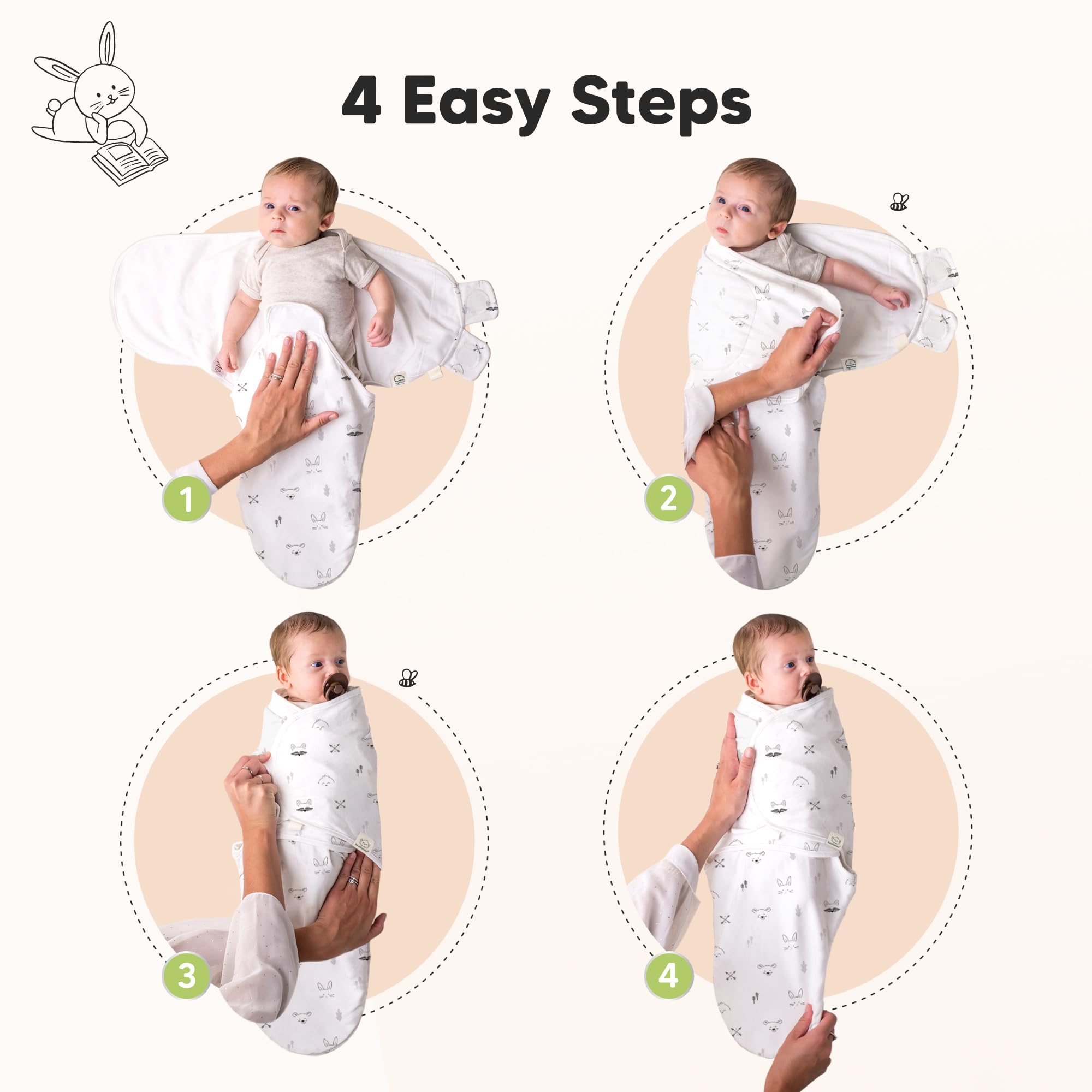 KeaBabies two-way stretch knit swaddle for gentle movement