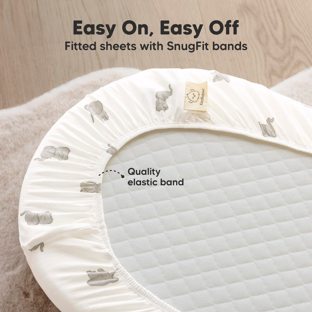 KeaBabies universal-fit bassinet sheets on multiple shapes for versatile use.