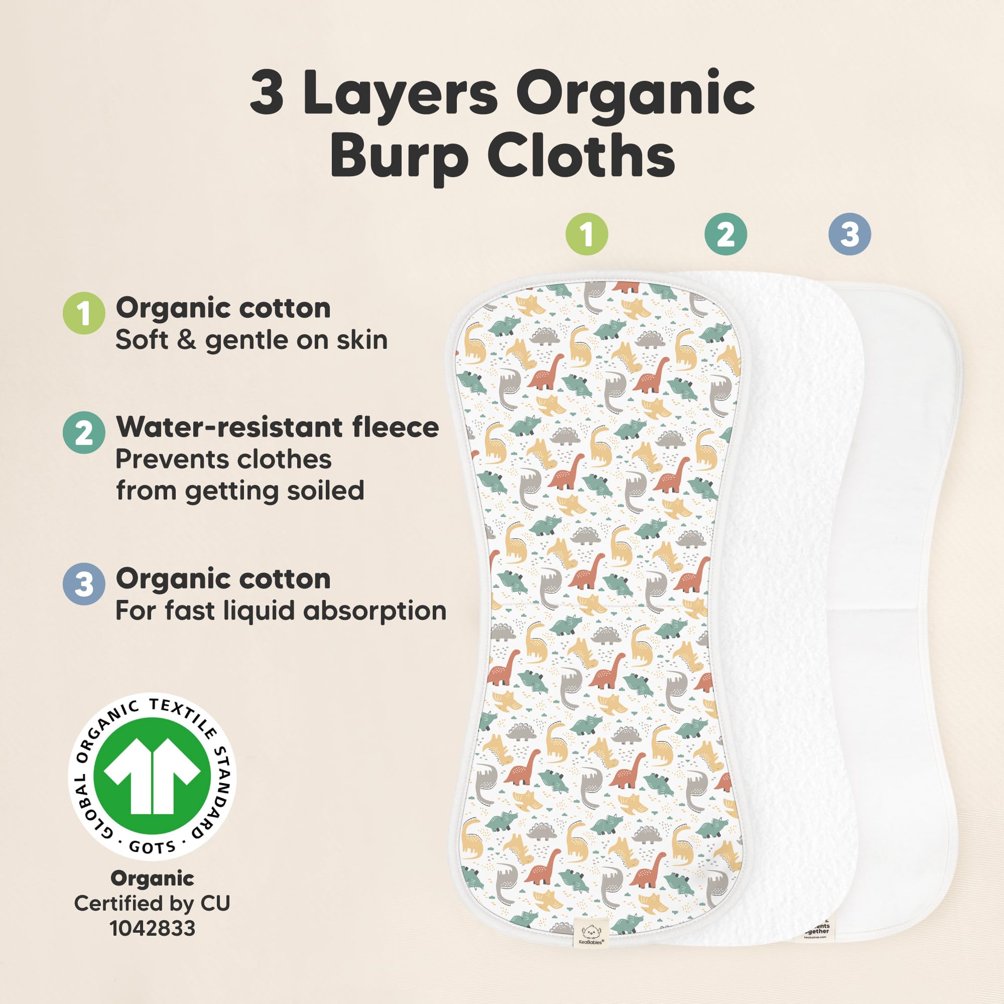 KeaBabies urban burp cloth 21 by 10 inch size provides wide coverage