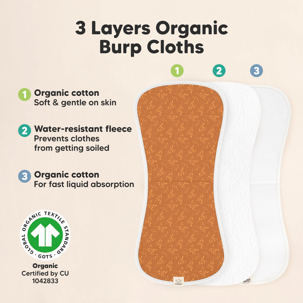 KeaBabies 21x10 size burp cloth shown for quick protection during feeds
