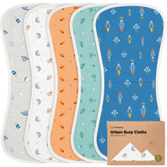 KeaBabies urban burp cloths 5-pack absorbent for mess-free feeding moments