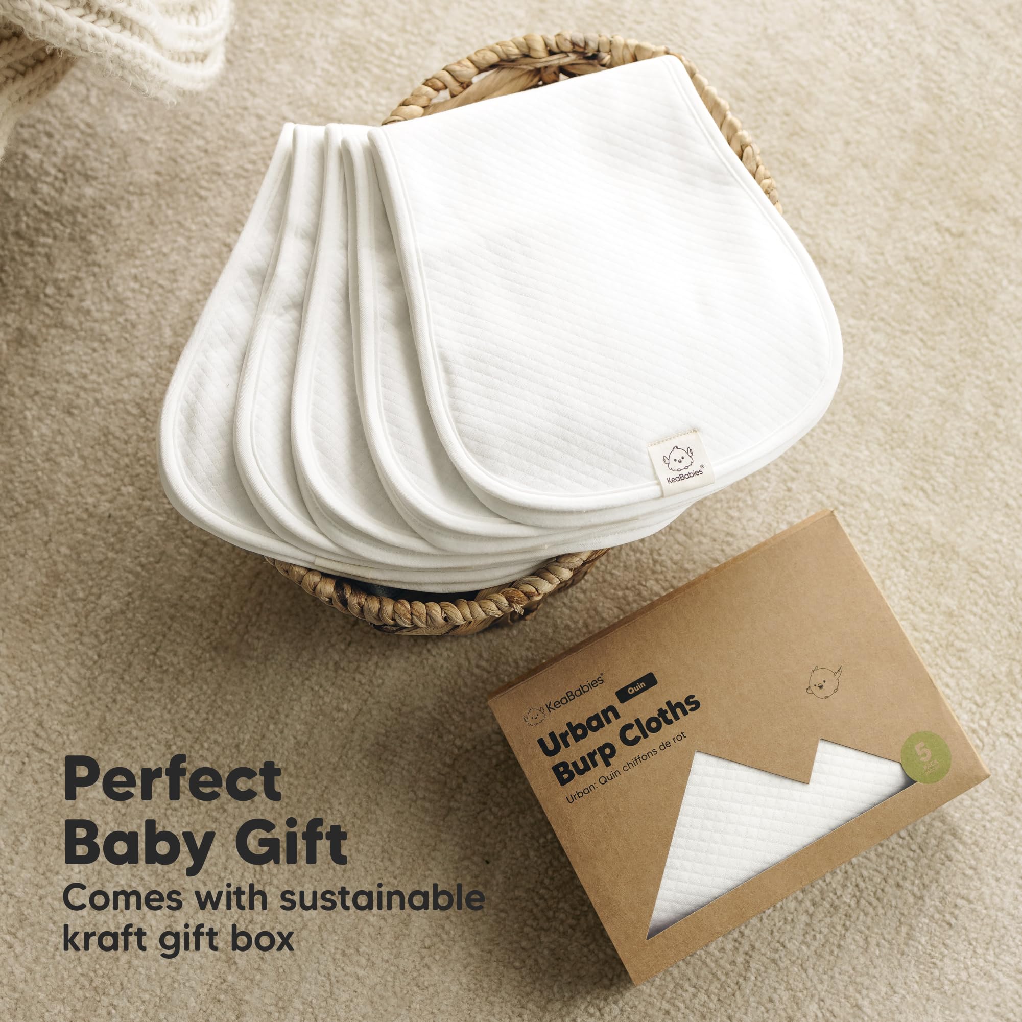 Keababies Urban Quin burp cloths gender-neutral design suits any baby