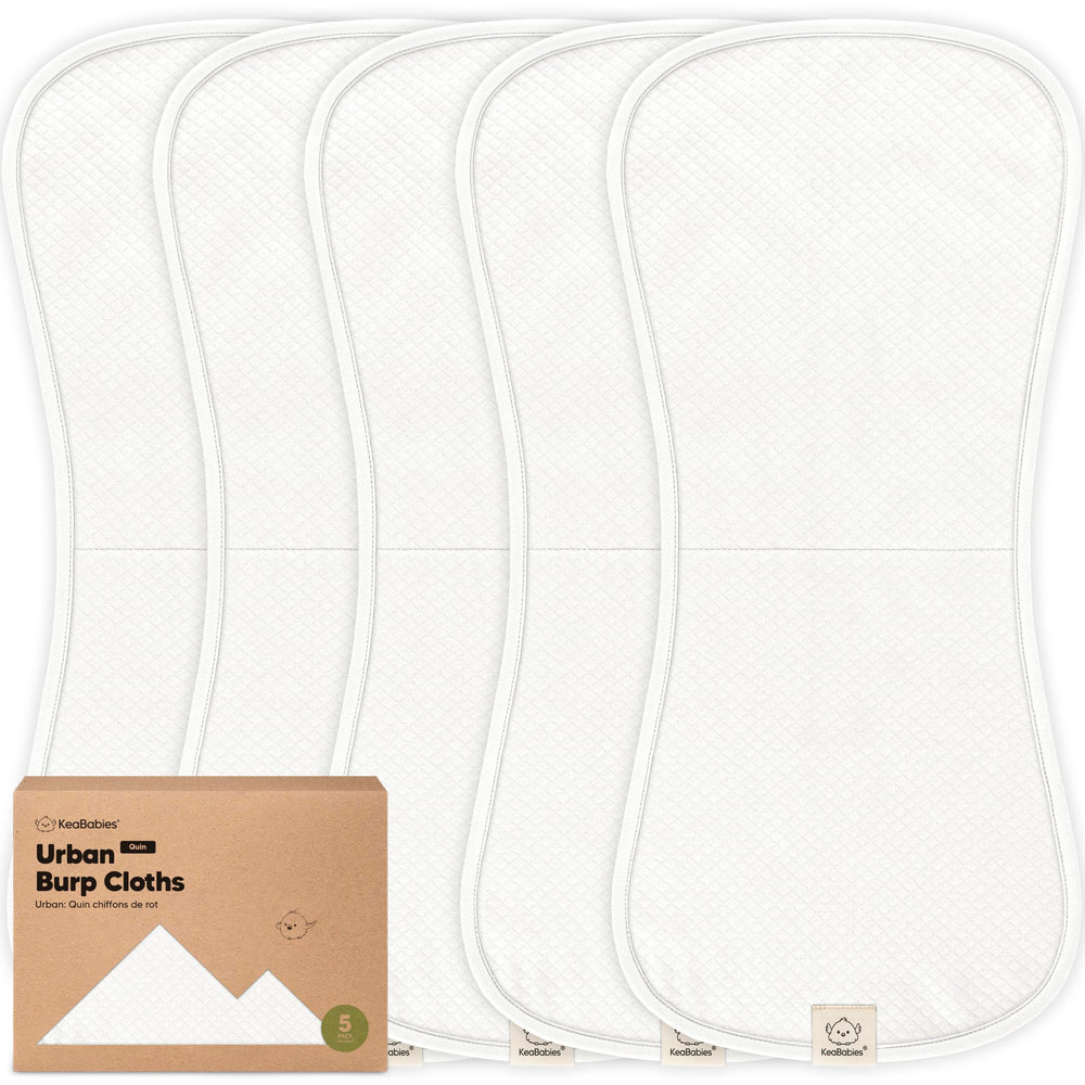 Keababies Urban Quin burp cloth shows large size and triple-layer absorbency for spills