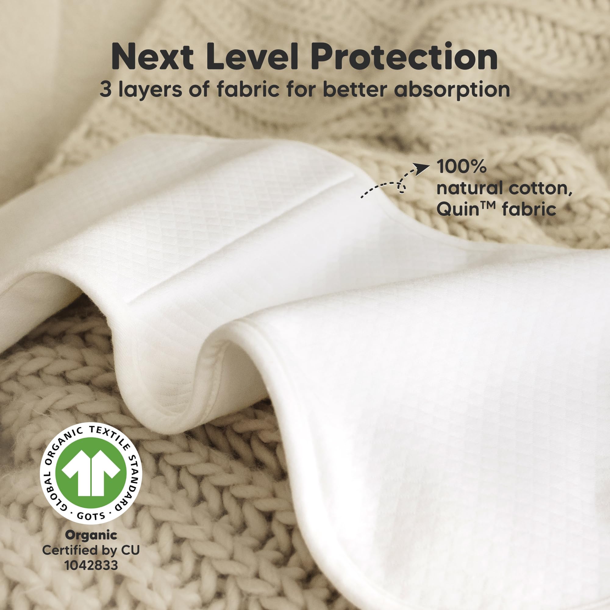 Keababies Urban Quin burp cloth back is soft organic cotton for gentle comfort