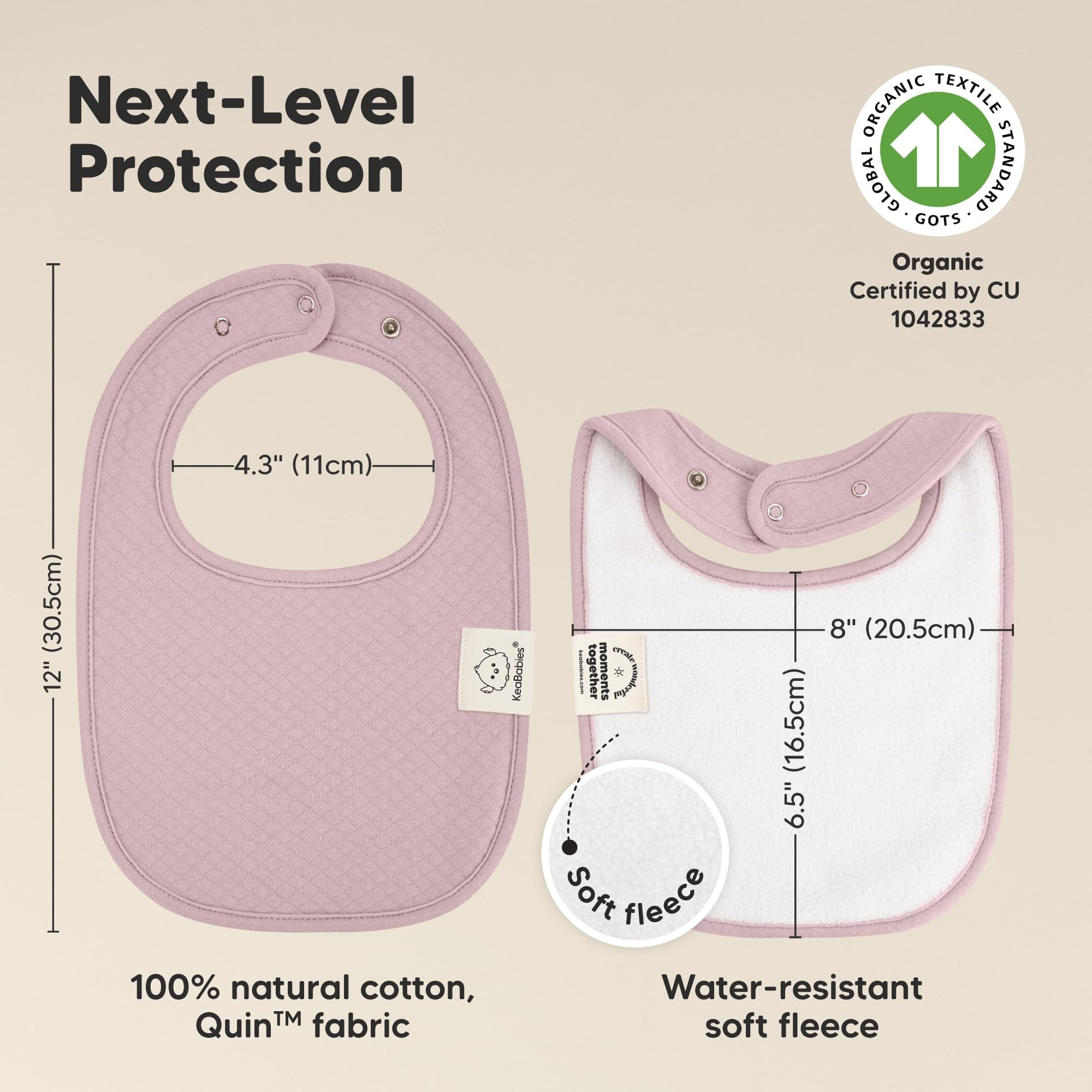 Large 8x6 bib covering torso to protect outfits during meals
