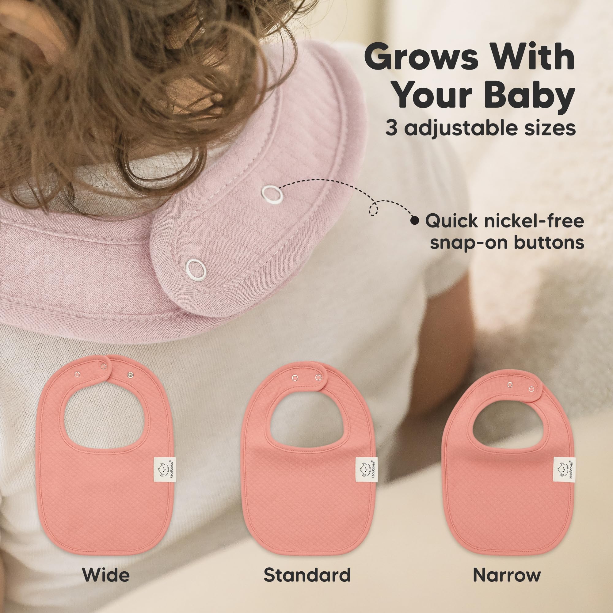 Soft seams on the KeaBabies bib reduce irritation during wear