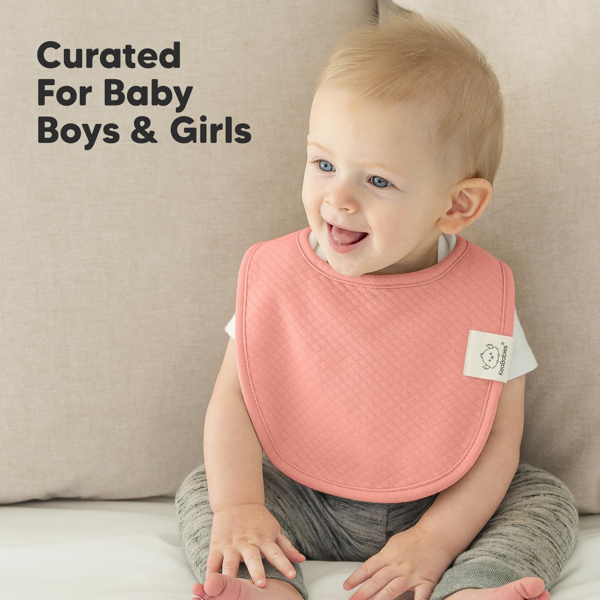 Water-resistant fleece layer of KeaBabies Urban Quin bib for mess control