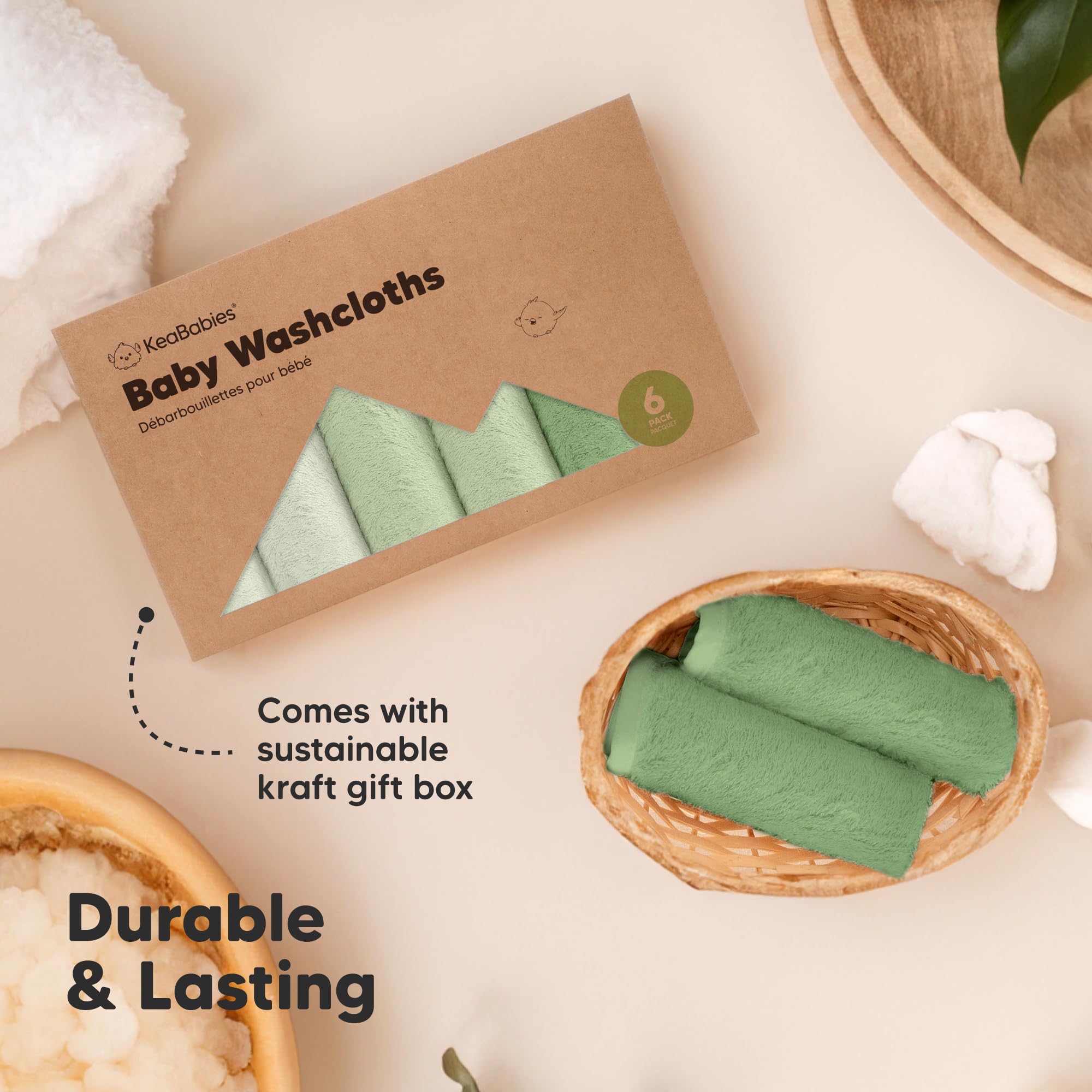 KeaBabies washcloths double as burp cloths for quick cleanups.
