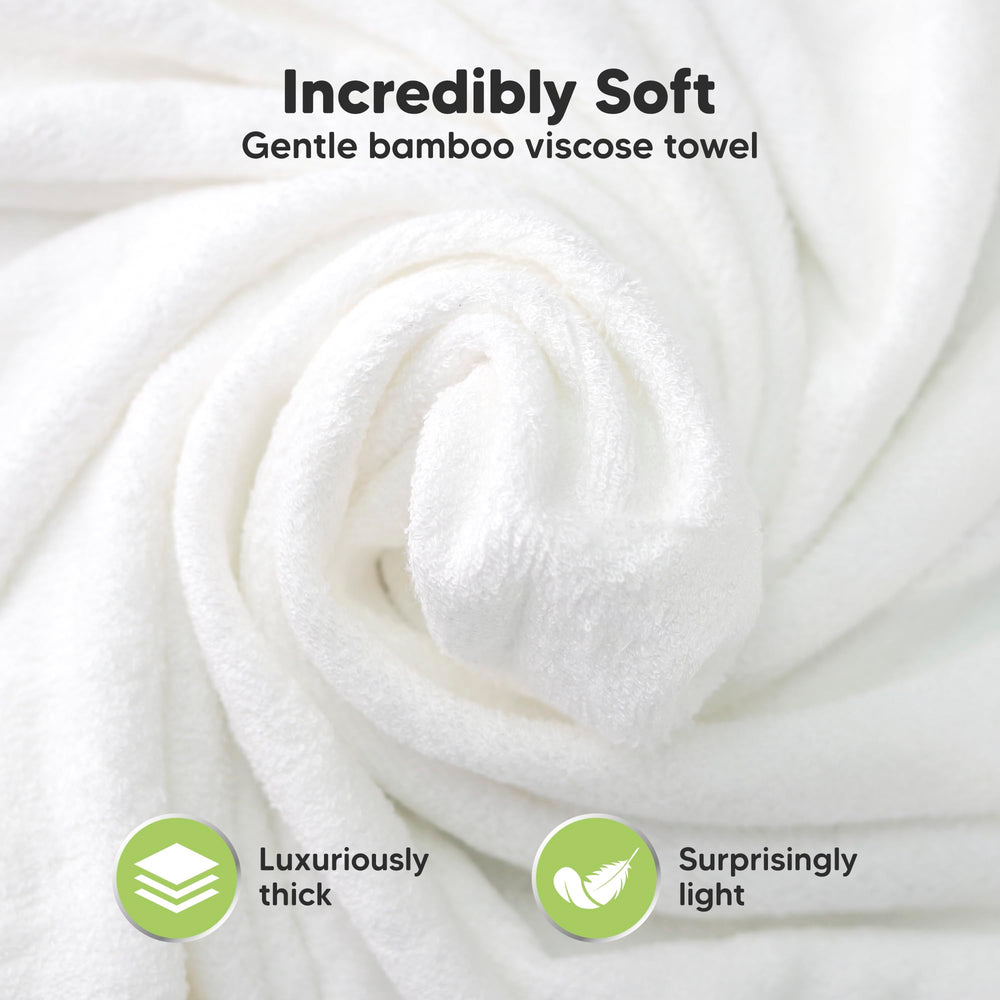 KeaBabies viscose-bamboo towel offers fast absorption for quick drying.