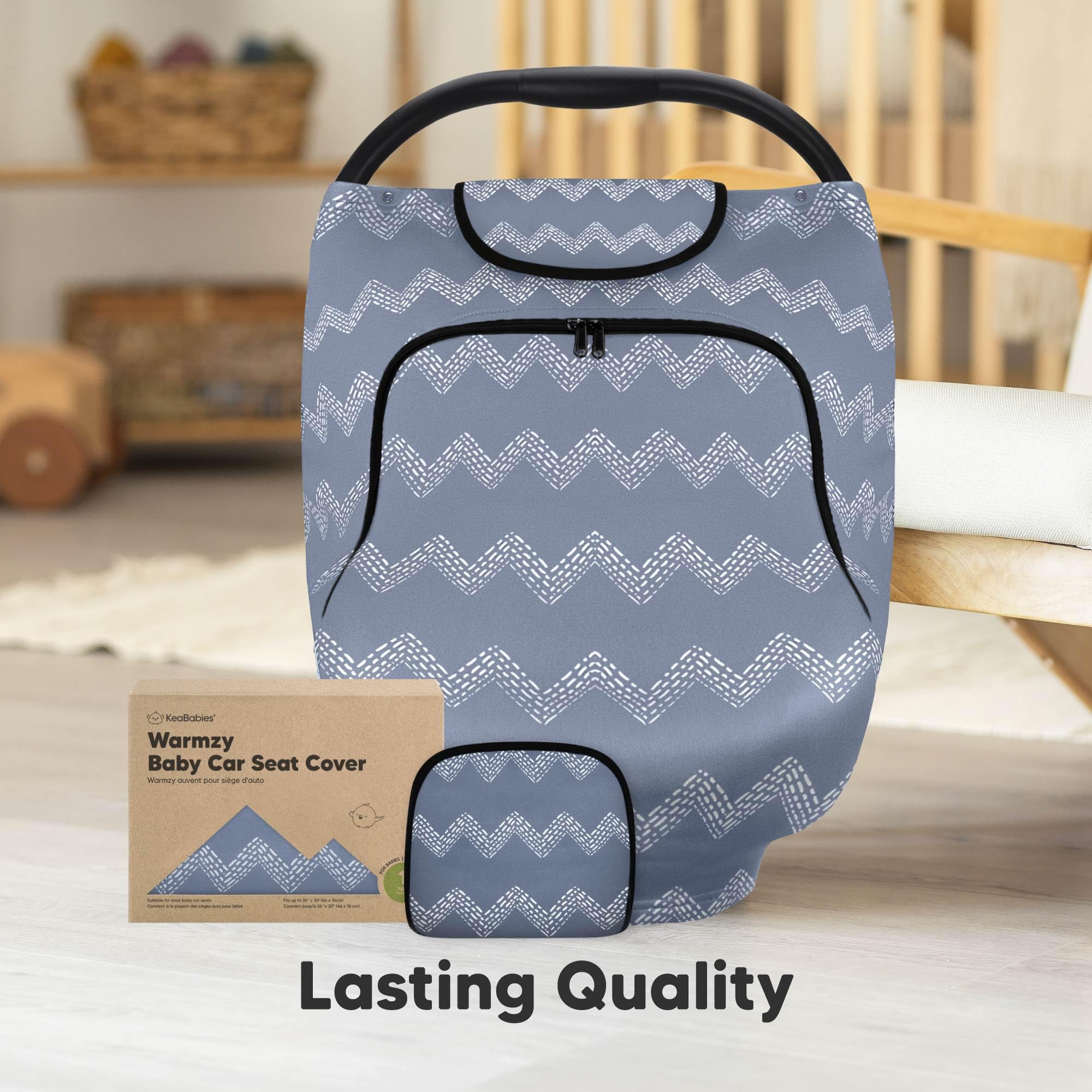 KeaBabies car seat cover protects against wind, rain, and sun.