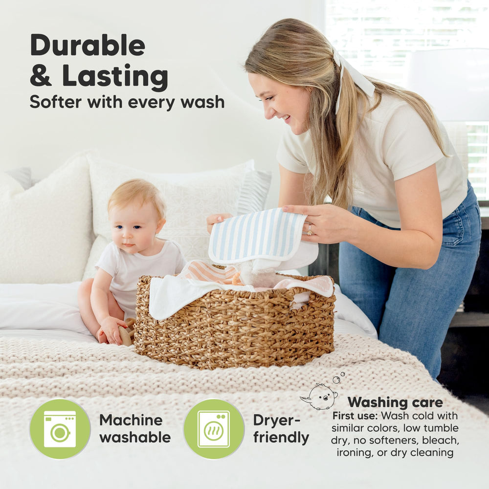 KeaBabies washcloths sized 10 by 10 inches for full coverage